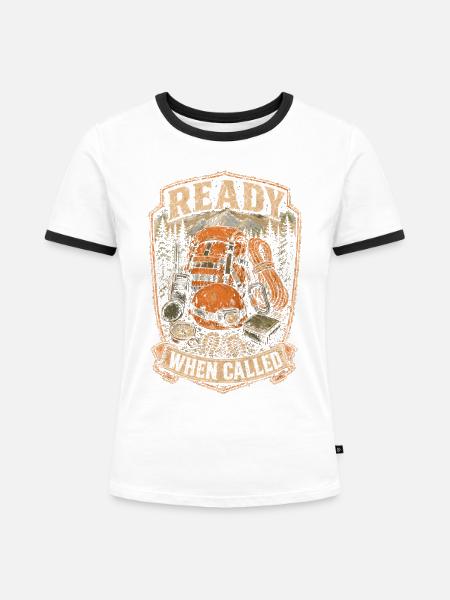 Rettungsteam Ready When Called - Frauen Kontrast-T-Shirt - Weiß/Schwarz