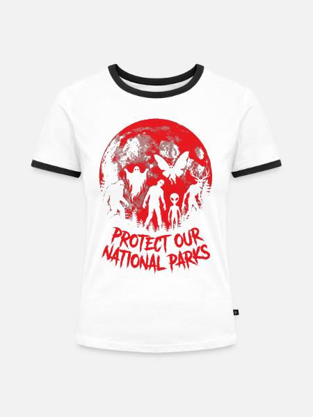 Kryptiden schützen unsere Nationalparks - Frauen Kontrast-T-Shirt - Weiß/Schwarz