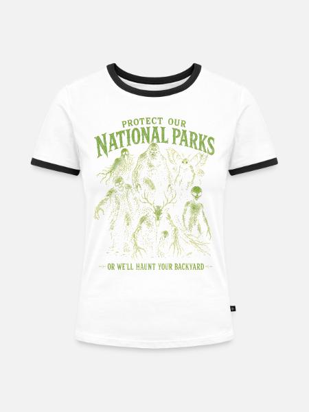 Kryptiden schützen unsere Nationalparks - Frauen Kontrast-T-Shirt - Weiß/Schwarz