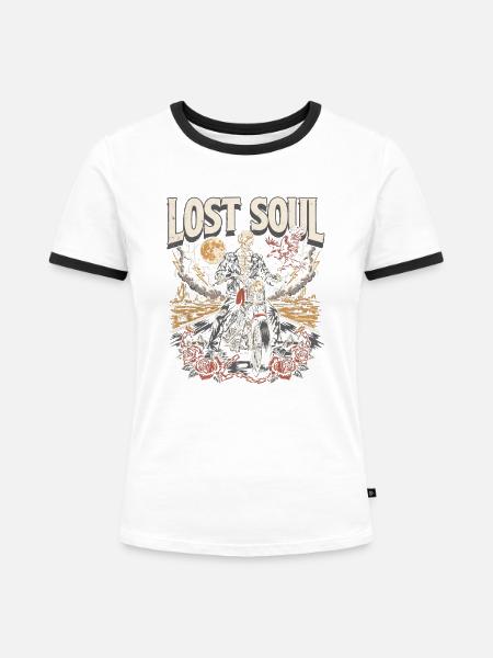 Verlorene Seele - Frauen Kontrast-T-Shirt - Weiß/Schwarz
