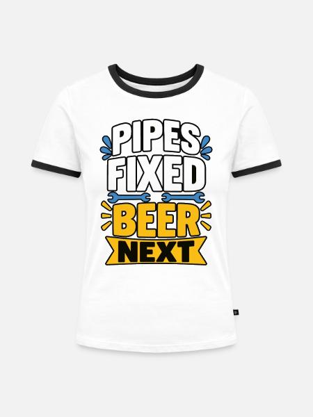 Bierliebhaber Bierfan Geschenk Bier Spruch - Frauen Kontrast-T-Shirt - Weiß/Schwarz