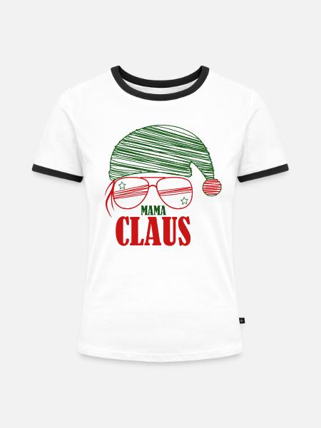 Mama Claus Logo - Frauen Kontrast-T-Shirt - Weiß/Schwarz