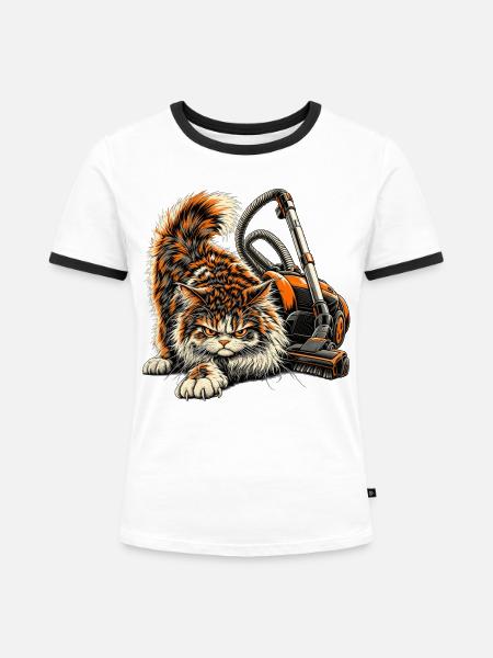 Höflichkeit: abgeschaltet, wie der Staubsauger - Frauen Kontrast-T-Shirt - Weiß/Schwarz
