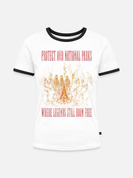 Kryptiden schützen unsere Nationalpark-Mottenmänner - Frauen Kontrast-T-Shirt - Weiß/Schwarz