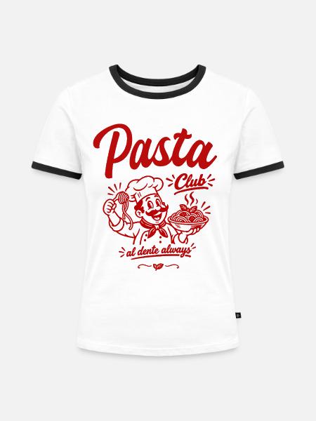 Pasta Club - Frauen Kontrast-T-Shirt - Weiß/Schwarz