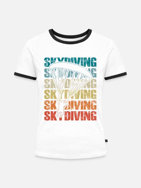 Fallschirmspringen Fallschirm Extremsport - Frauen Kontrast-T-Shirt - Weiß/Schwarz