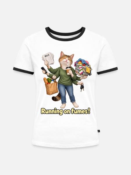 Auf dem Lauf der Dämpfe - Frauen Kontrast-T-Shirt - Weiß/Schwarz