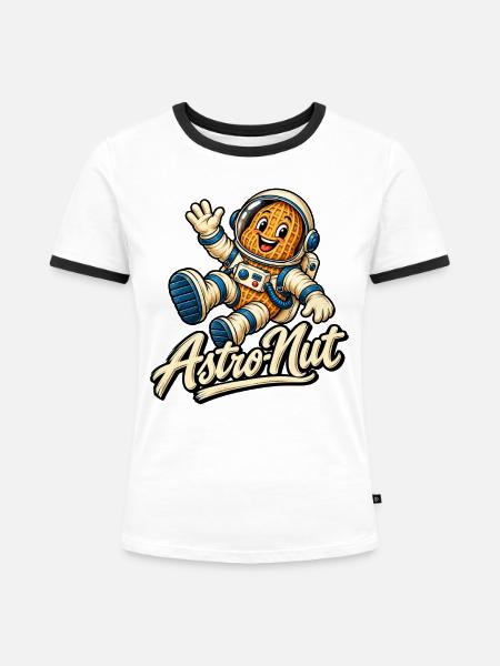 Astro-Nut - Frauen Kontrast-T-Shirt - Weiß/Schwarz
