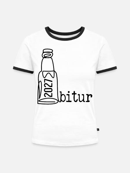 Abi Party 2027, Abitur Bier - Frauen Kontrast-T-Shirt - Weiß/Schwarz