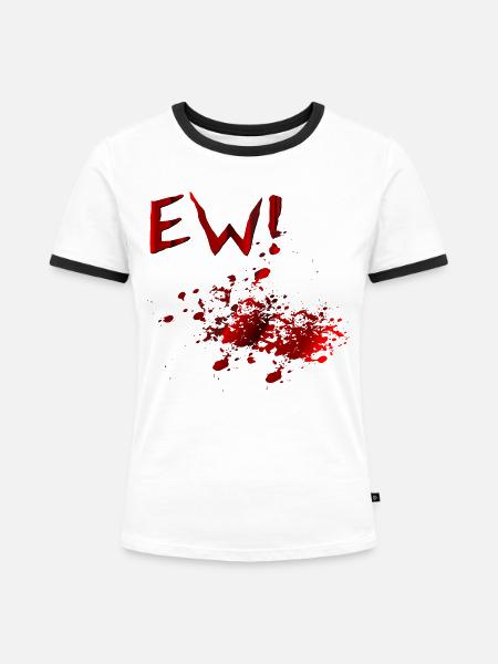 Halloween-Kostüm-Blutflecken - Frauen Kontrast-T-Shirt - Weiß/Schwarz
