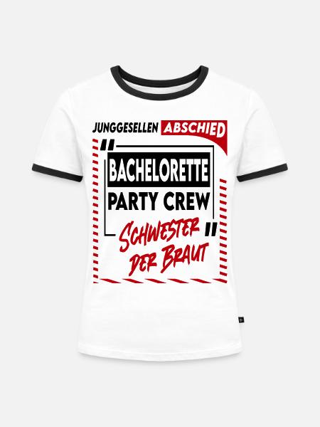 Junggesellenabschied Bachelorette Schwester Crew - Frauen Kontrast-T-Shirt - Weiß/Schwarz