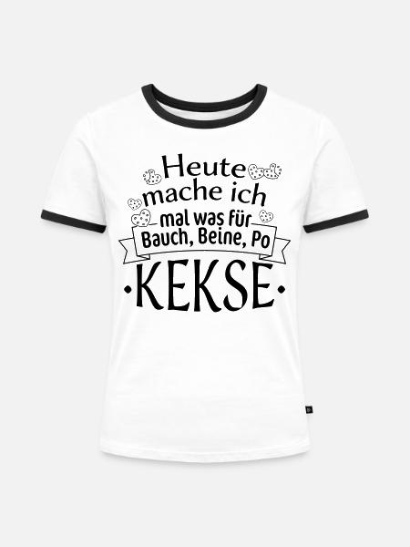 Bauch, Beine und Po (Kekse) - Frauen Kontrast-T-Shirt - Weiß/Schwarz