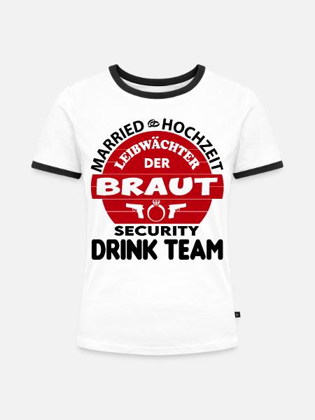 Junggesellenabschied Security Leibwächter Braut - Frauen Kontrast-T-Shirt - Weiß/Schwarz