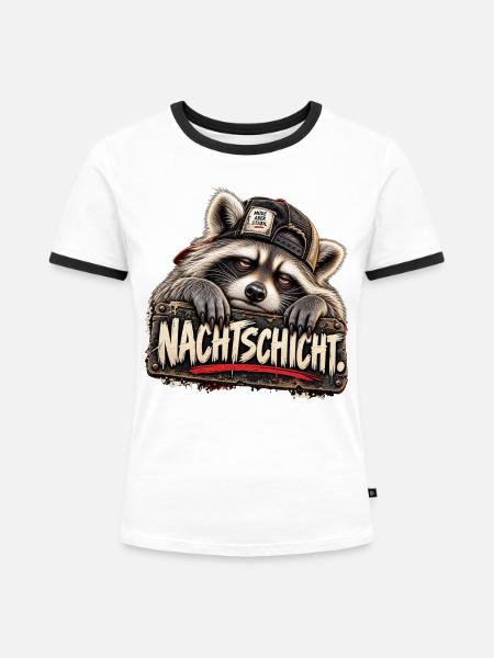 Nachtschicht – Müde aber stabil - Frauen Kontrast-T-Shirt - Weiß/Schwarz
