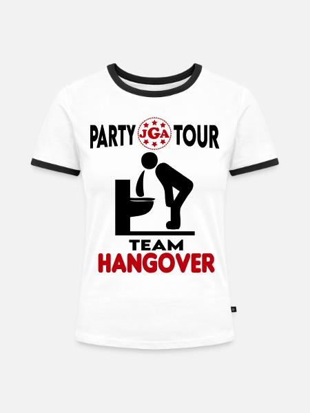 Junggesellenabschied Team Hangover Hochzeit Ringe - Frauen Kontrast-T-Shirt - Weiß/Schwarz