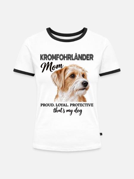 Kromfohrländer Mom Proud Loyal Protective - Frauen Kontrast-T-Shirt - Weiß/Schwarz