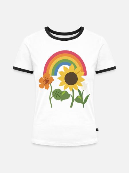 Tulpe · Geschenkidee · Blumenstrauß · Blumen - Frauen Kontrast-T-Shirt - Weiß/Schwarz