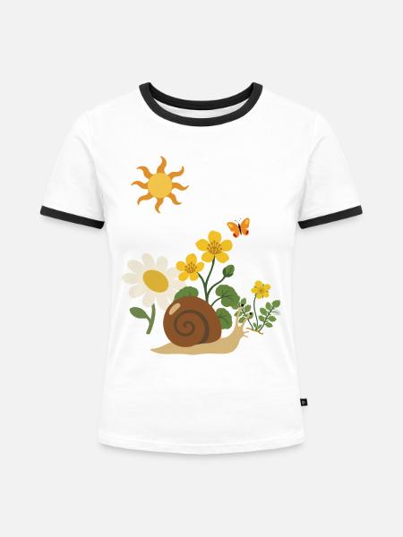 Blumenliebhaber · Schnecke · Geschenkidee · Blumen - Frauen Kontrast-T-Shirt - Weiß/Schwarz
