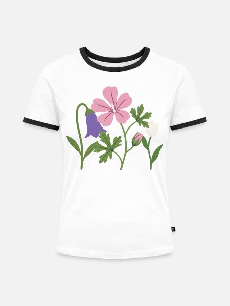 Blumen · Gartenfreunde · Tulpe - Frauen Kontrast-T-Shirt - Weiß/Schwarz