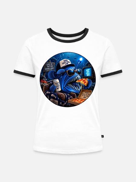 "Life is better down here" - Frauen Kontrast-T-Shirt - Weiß/Schwarz