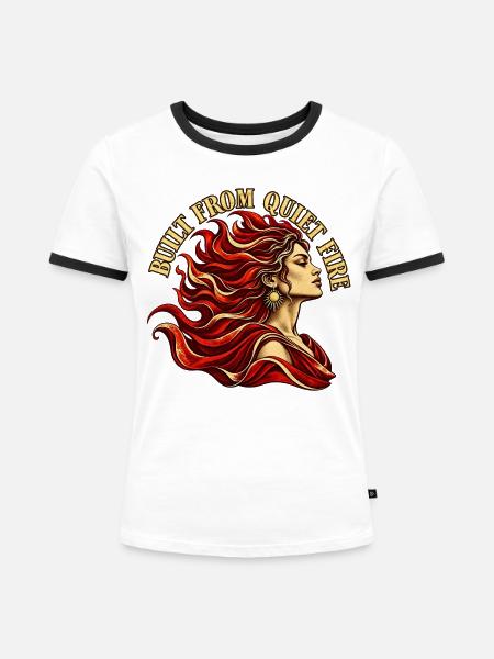 Stilles Feuer - Frauen Kontrast-T-Shirt - Weiß/Schwarz