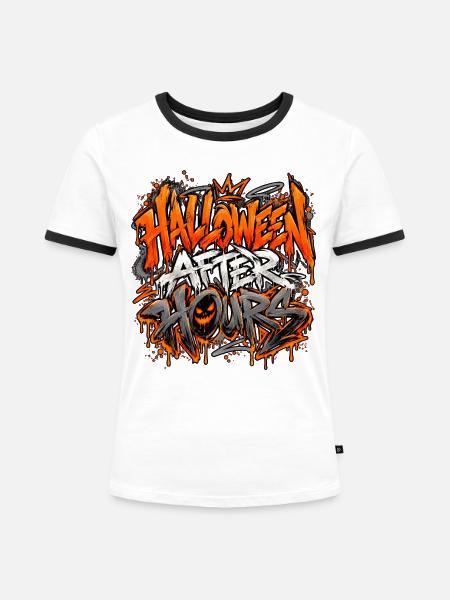 Halloween Spruch - Frauen Kontrast-T-Shirt - Weiß/Schwarz
