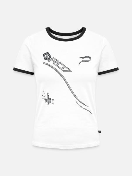 R07 Silberbogen Retro Geometrisch - Frauen Kontrast-T-Shirt - Weiß/Schwarz