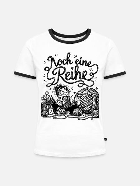 Lustiger Stricken Spruch für Wollfans - Frauen Kontrast-T-Shirt - Weiß/Schwarz