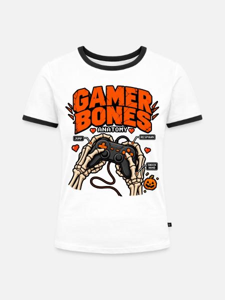 Gamer Knochen Anatomie - Frauen Kontrast-T-Shirt - Weiß/Schwarz