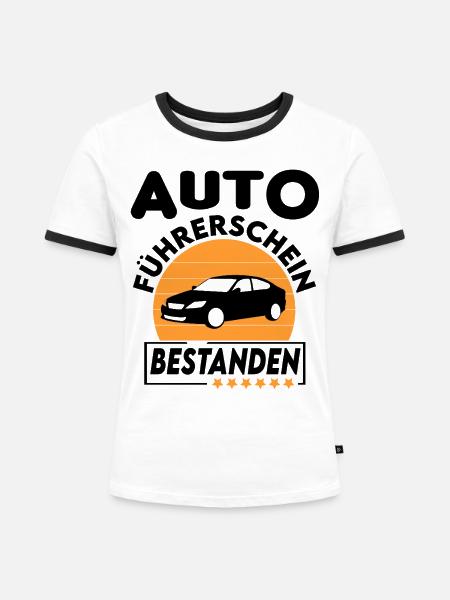 Auto Führerschein bestanden Sprüche fahren - Frauen Kontrast-T-Shirt - Weiß/Schwarz