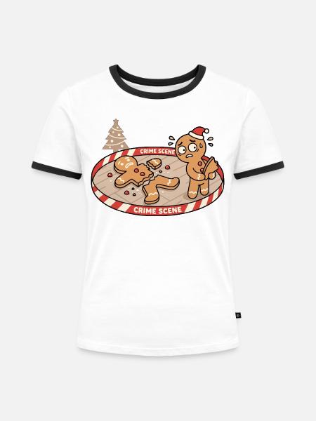 Kawaii Tatort-Lebkuchen-Keksraub - Frauen Kontrast-T-Shirt - Weiß/Schwarz