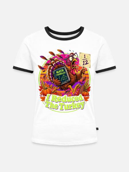 Thanksgiving Mathe Truthahn Panik Nerdwitz - Frauen Kontrast-T-Shirt - Weiß/Schwarz
