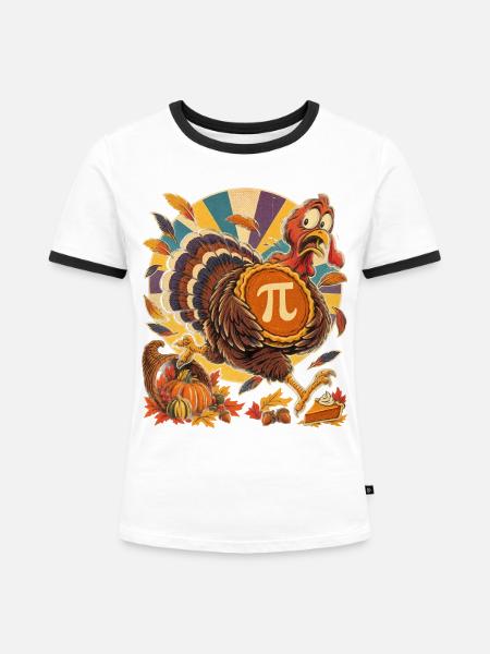 Thanksgiving-Truthahn mit Kürbis-Pi für Mathefans - Frauen Kontrast-T-Shirt - Weiß/Schwarz