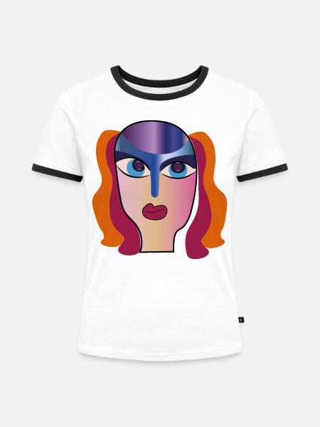 Die Schönheit der Frauen  - Frauen Kontrast-T-Shirt - Weiß/Schwarz