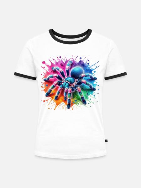 Gooty Saphir Tarantel Motiv - Frauen Kontrast-T-Shirt - Weiß/Schwarz
