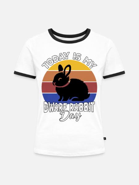 Zwergkaninchen Dwarf Rabbit - Frauen Kontrast-T-Shirt - Weiß/Schwarz