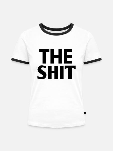 THE SHIT - Frauen Kontrast-T-Shirt - Weiß/Schwarz
