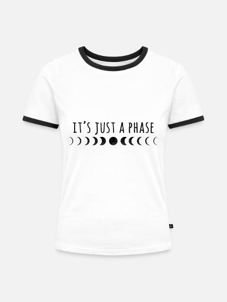Mondphasen - Frauen Kontrast-T-Shirt - Weiß/Schwarz