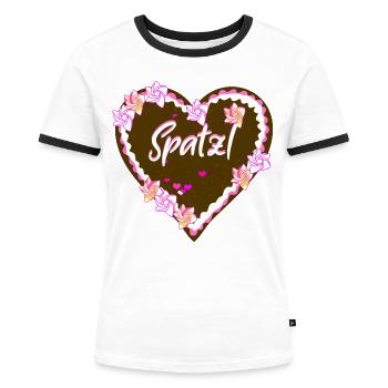 Spatzl - Frauen Kontrast-T-Shirt - Weiß/Schwarz - Vorne - Selfina (174cm)