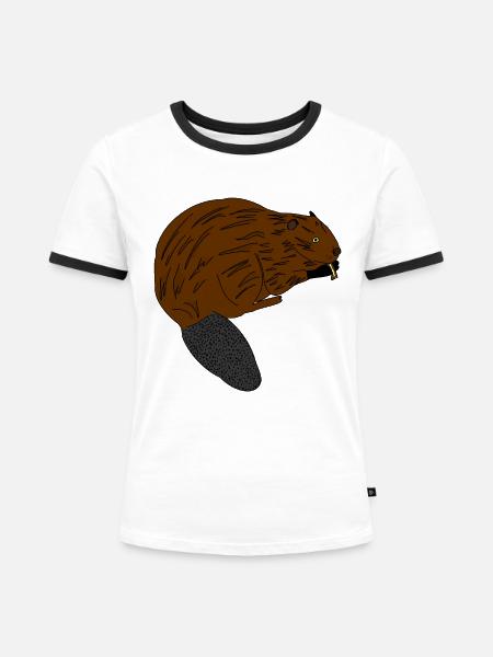 Biber - Frauen Kontrast-T-Shirt - Weiß/Schwarz