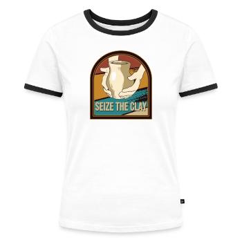 Töpfern Töpferscheibe Töpfer Handarbeit Töpfern - Frauen Kontrast-T-Shirt - Weiß/Schwarz - Vorne - Selfina (174cm)