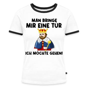 Man bringe mir eine Tür - Frauen Kontrast-T-Shirt - Weiß/Schwarz - Vorne - Selfina (174cm)