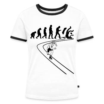 Inline-Skating Inline-Skater Inline-skates - Frauen Kontrast-T-Shirt - Weiß/Schwarz - Vorne - Selfina (174cm)