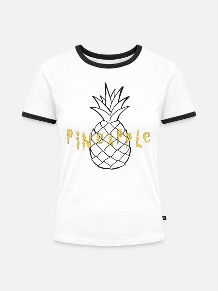 pineapple - Frauen Kontrast-T-Shirt - Weiß/Schwarz
