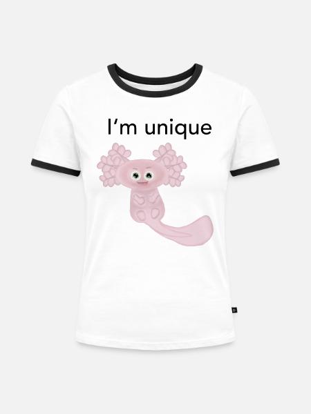 Ich bin einzigartig Axolotl - Frauen Kontrast-T-Shirt - Weiß/Schwarz