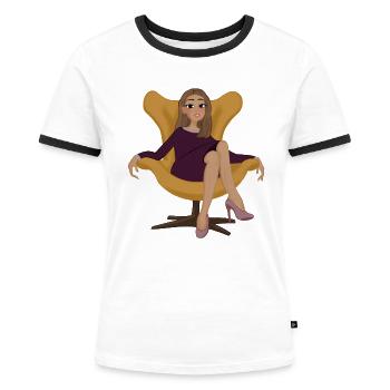 selbstbewusste erfolgreiche Business Frau - Frauen Kontrast-T-Shirt - Weiß/Schwarz - Vorne - Selfina (174cm)