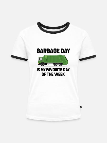 Müllmann Müllwagen - Frauen Kontrast-T-Shirt - Weiß/Schwarz