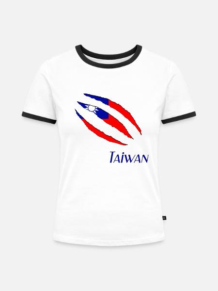 Taiwan - Frauen Kontrast-T-Shirt - Weiß/Schwarz