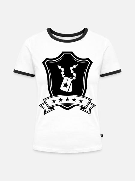 Abzeichen wappen - Frauen Kontrast-T-Shirt - Weiß/Schwarz