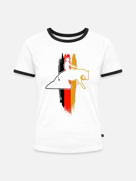 Reining Pferd & Westernreiterin Westernreiten - Frauen Kontrast-T-Shirt - Weiß/Schwarz